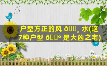 户型方正的风 🕸 水(这7种户型 🌺 是大凶之宅)